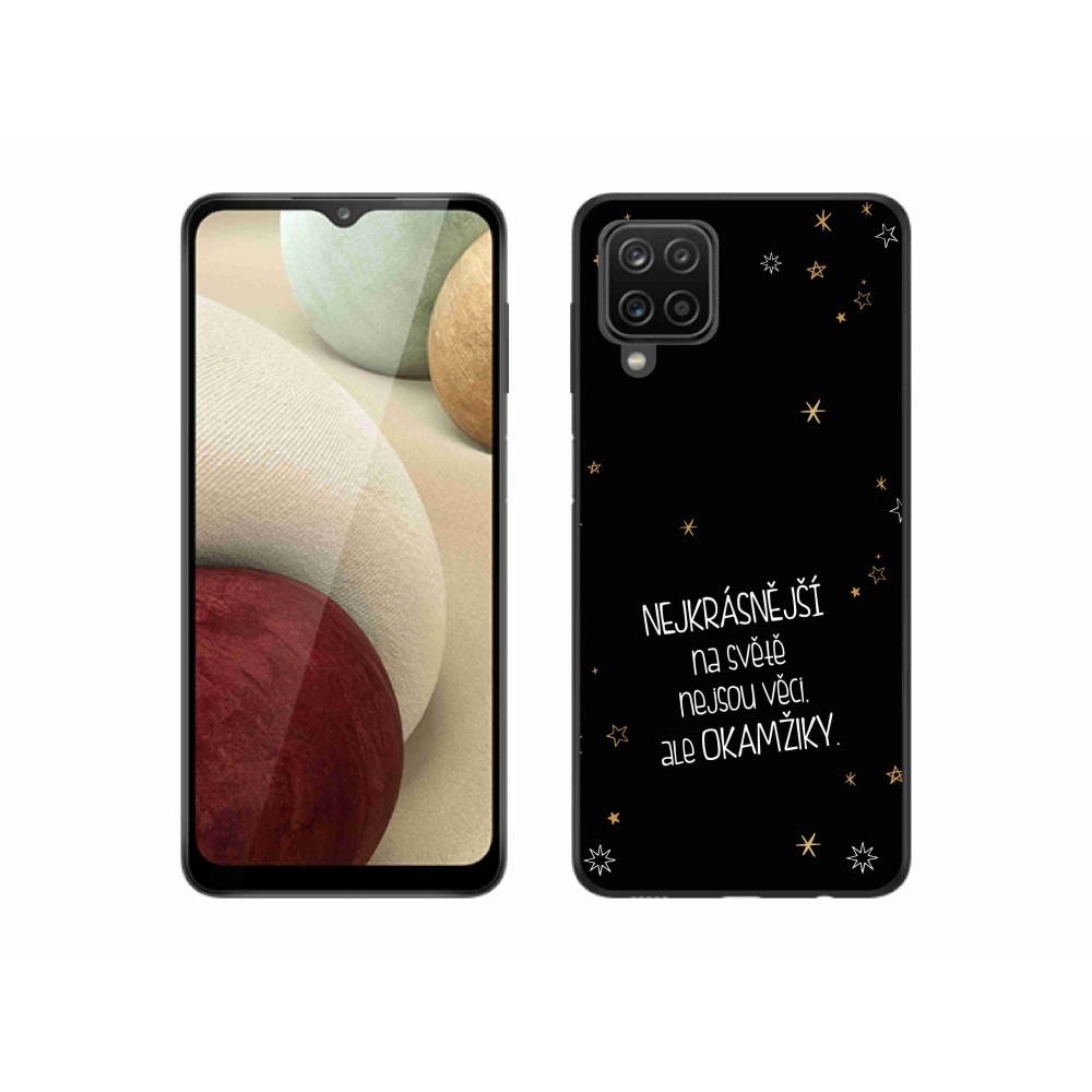 Gélový kryt mmCase na Samsung Galaxy A12 - citát 4 čierne pozadie