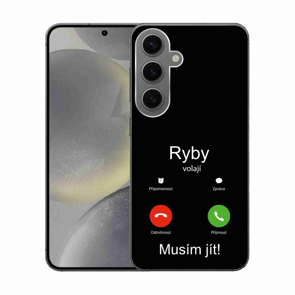 Gélový kryt mmCase na Samsung Galaxy S24 - ryby volajú čierne pozadie