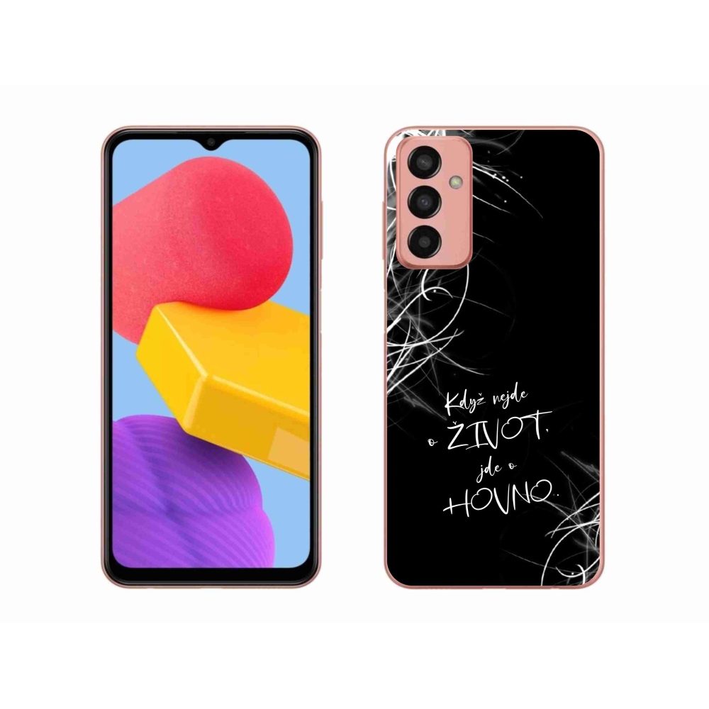 Gélový kryt mmCase na Samsung Galaxy M13 - vtipný text 16 čierne pozadie