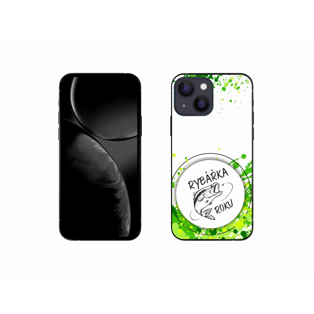 Gélový kryt mmCase na iPhone 13 mini 5.4 - rybárka roku biele pozadie