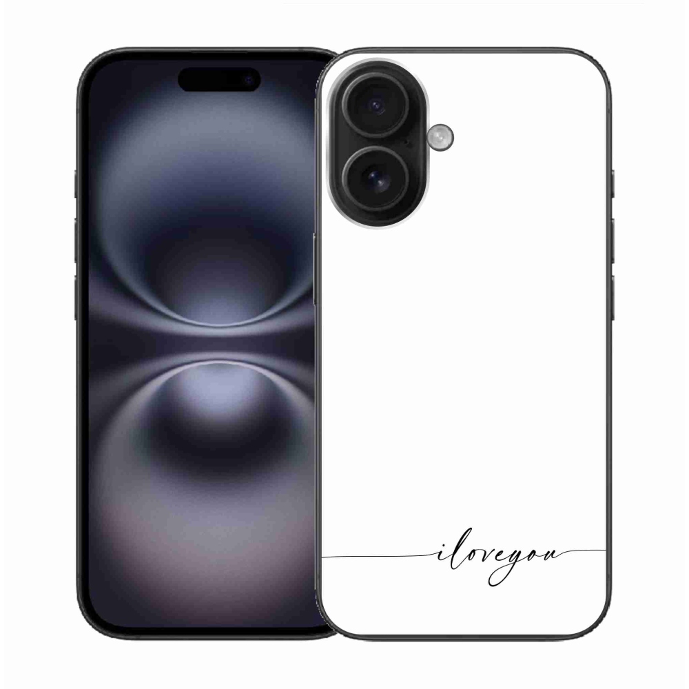 Gélový kryt mmCase na iPhone 16 - I love you biele pozadie