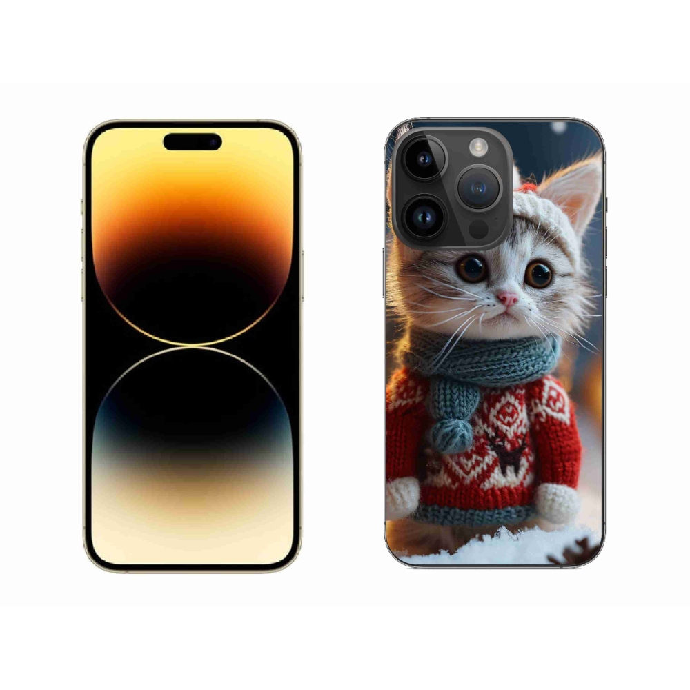 Gélový kryt mmCase na iPhone 14 Pro Max - mačiatko vo svetri