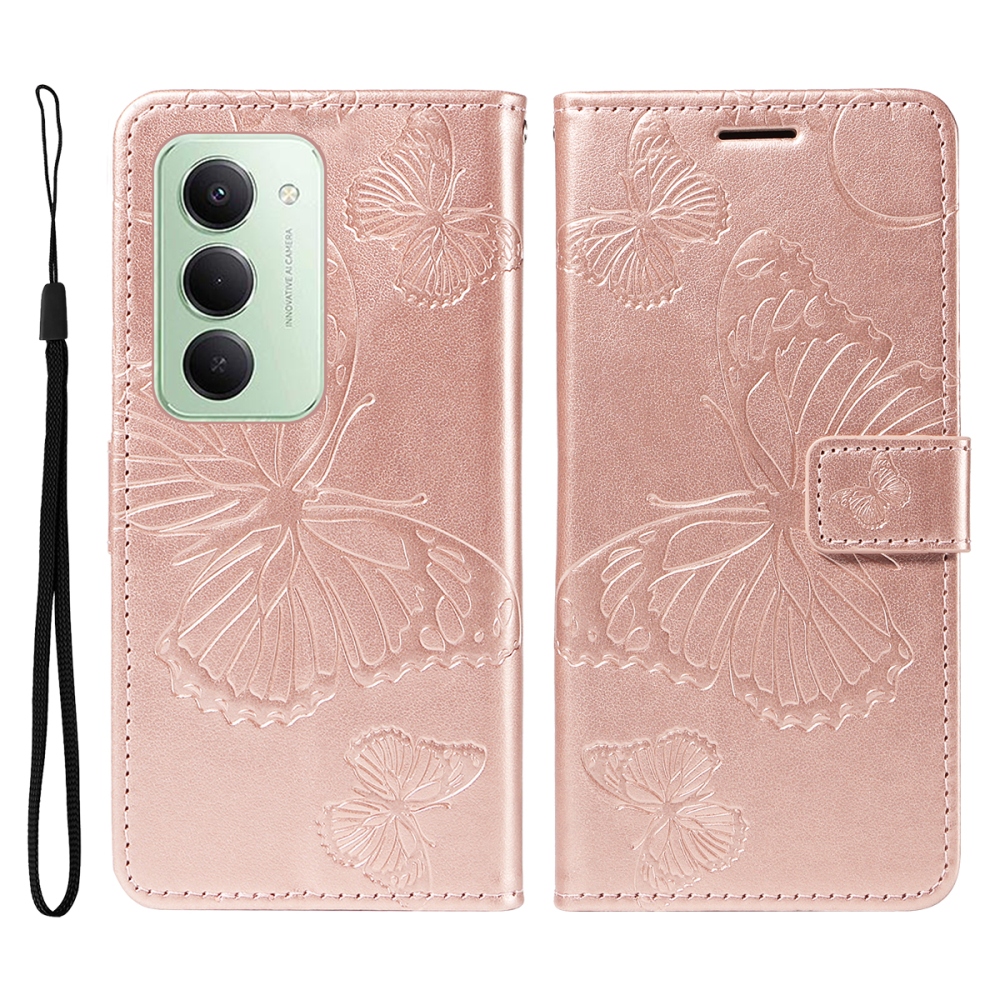 Big Butterfly knižkové púzdro na Xiaomi Redmi 15 4G (171mm) - ružovozlaté