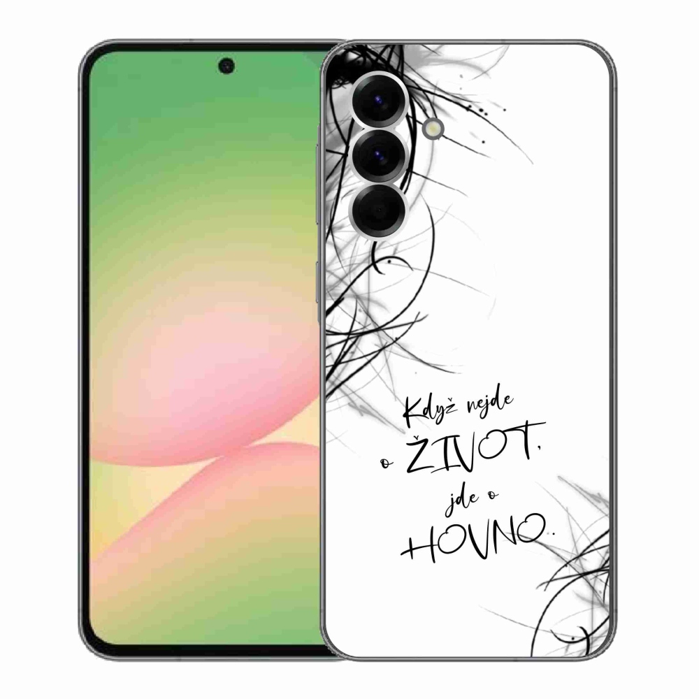 Gélový kryt mmCase na Samsung Galaxy A56 5G - vtipný text 16 biele pozadie