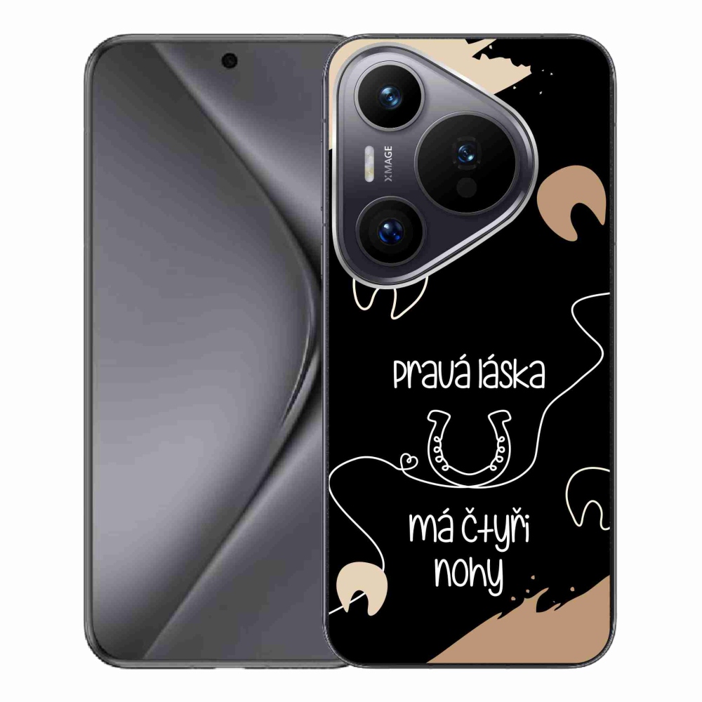 Gélový kryt mmCase na Huawei Pura 70 Pro - konský motív čierne pozadie