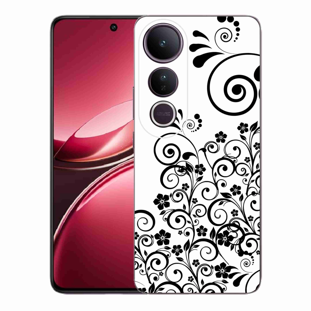 Gélový kryt mmCase na Vivo V50 Lite 4G/5G - čiernobiele kvetinové vzory
