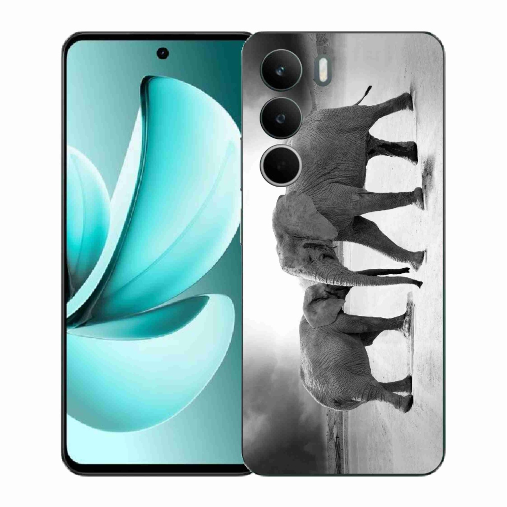 Gélový kryt mmCase na Realme C71 - čiernobieli slony