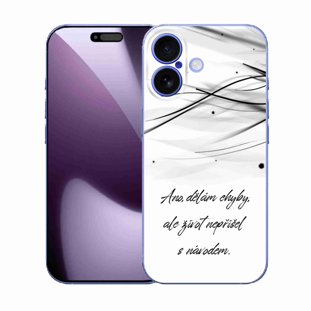 Gélový kryt mmCase na iPhone 17 - citát biele pozadie