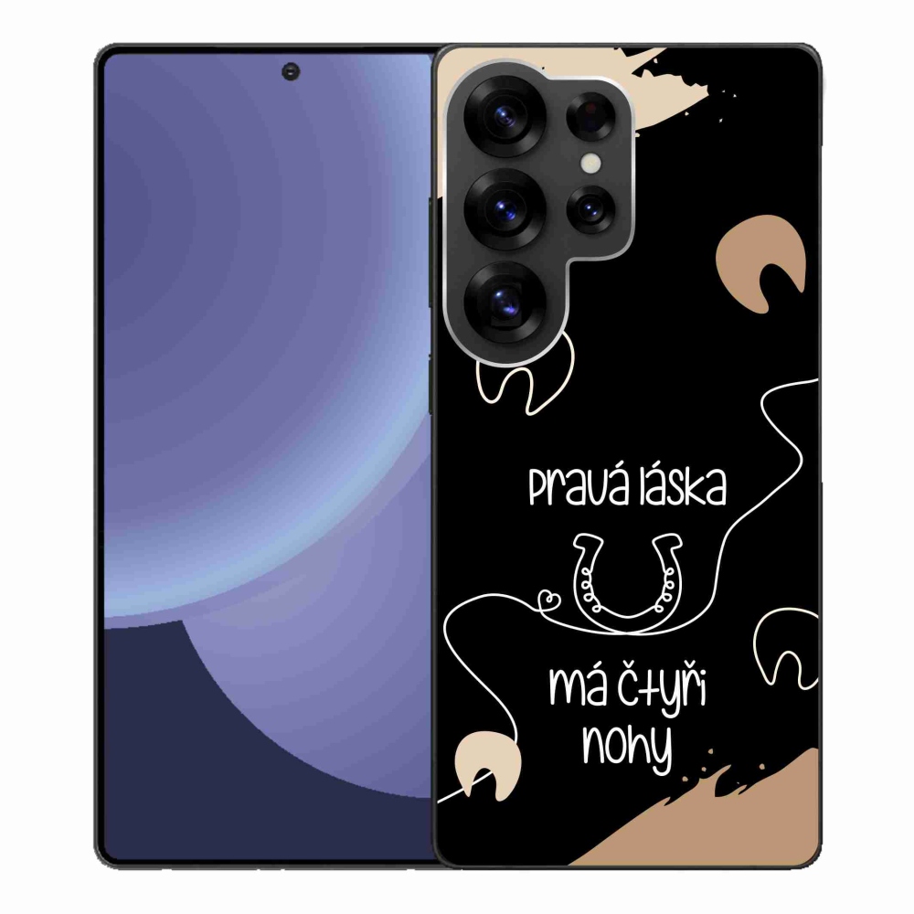 Gélový kryt mmCase na Samsung Galaxy S25 Ultra - konský motív čierne pozadie