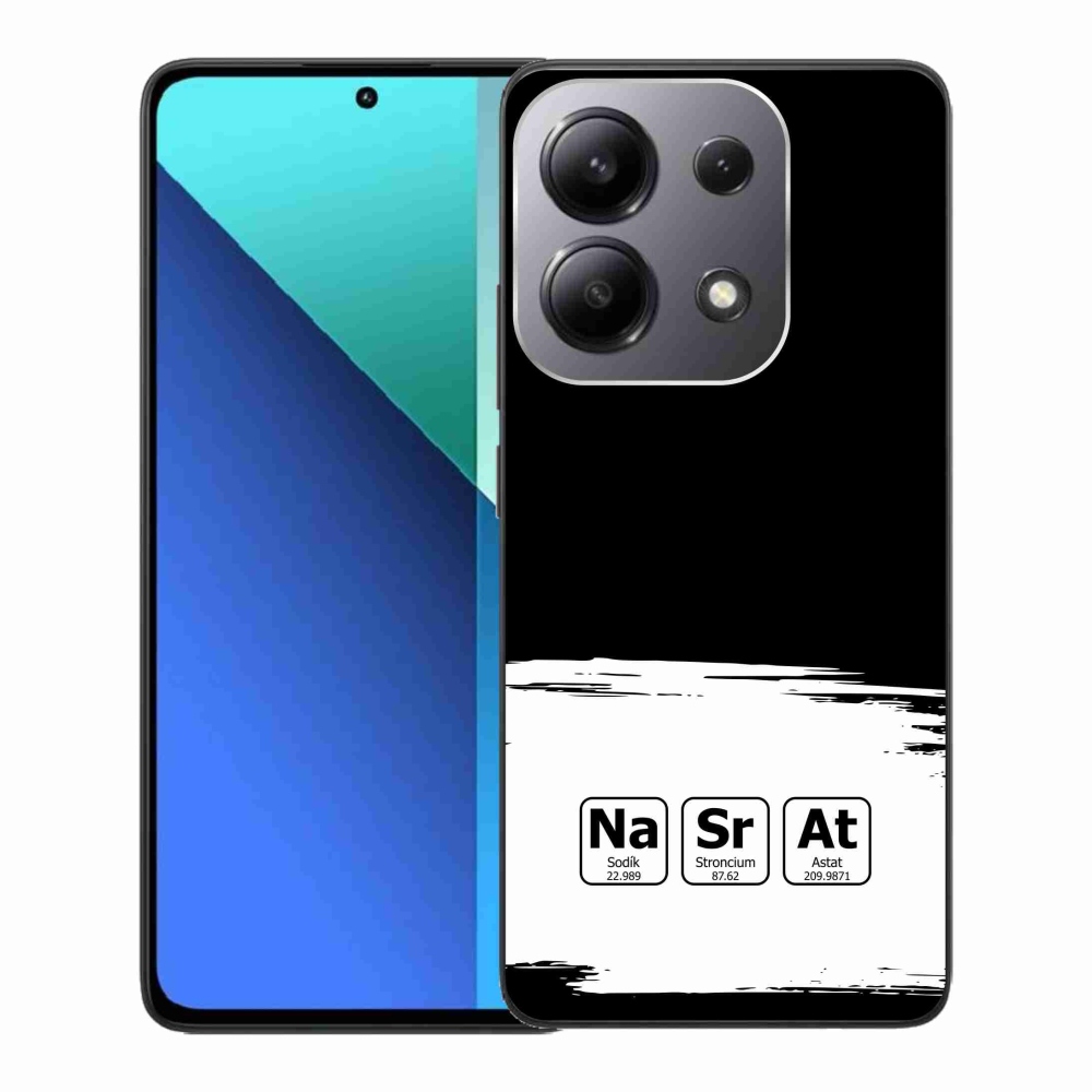 Gélový kryt mmCase na Xiaomi Redmi Note 13 - chemické prvky bieločierne pozadie