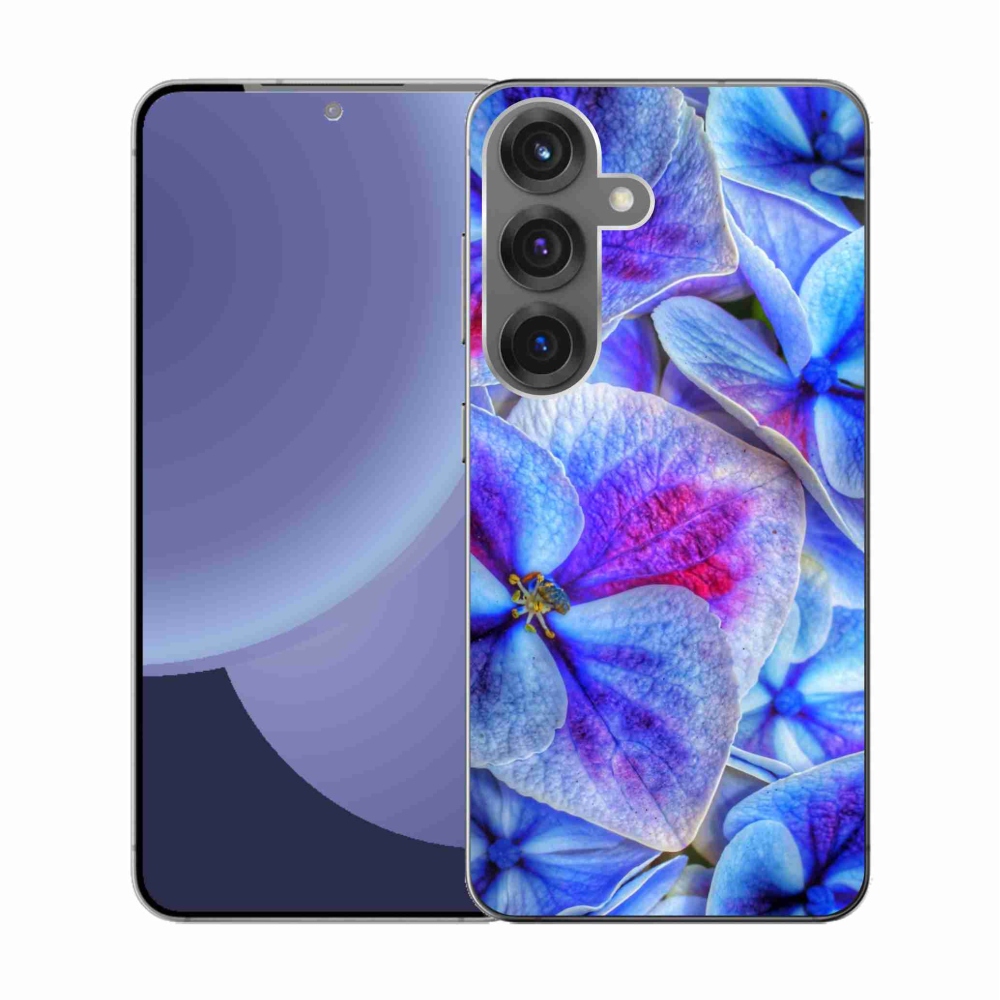 Gélový kryt mmCase na Samsung Galaxy S25 - modré kvety 1
