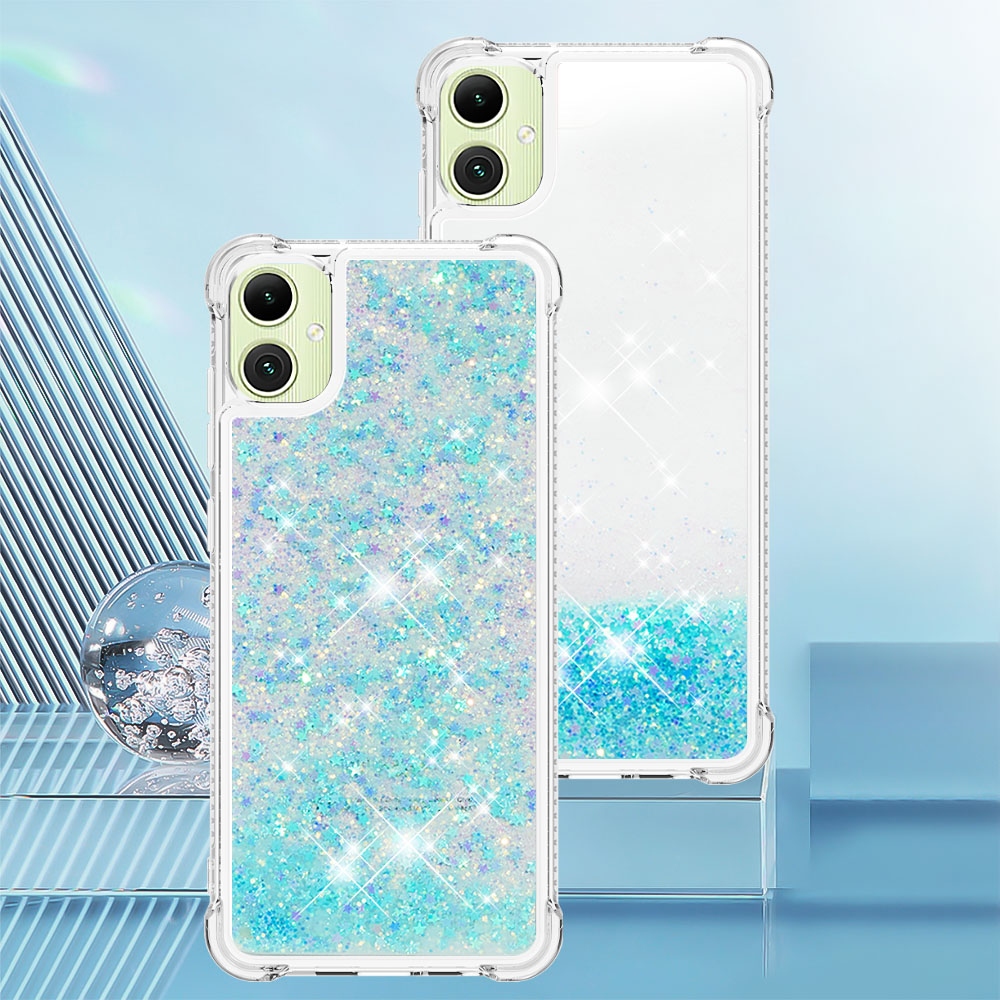 Glitter presýpacie gélový obal na Samsung Galaxy A07 4G - modrý/hviezdičky