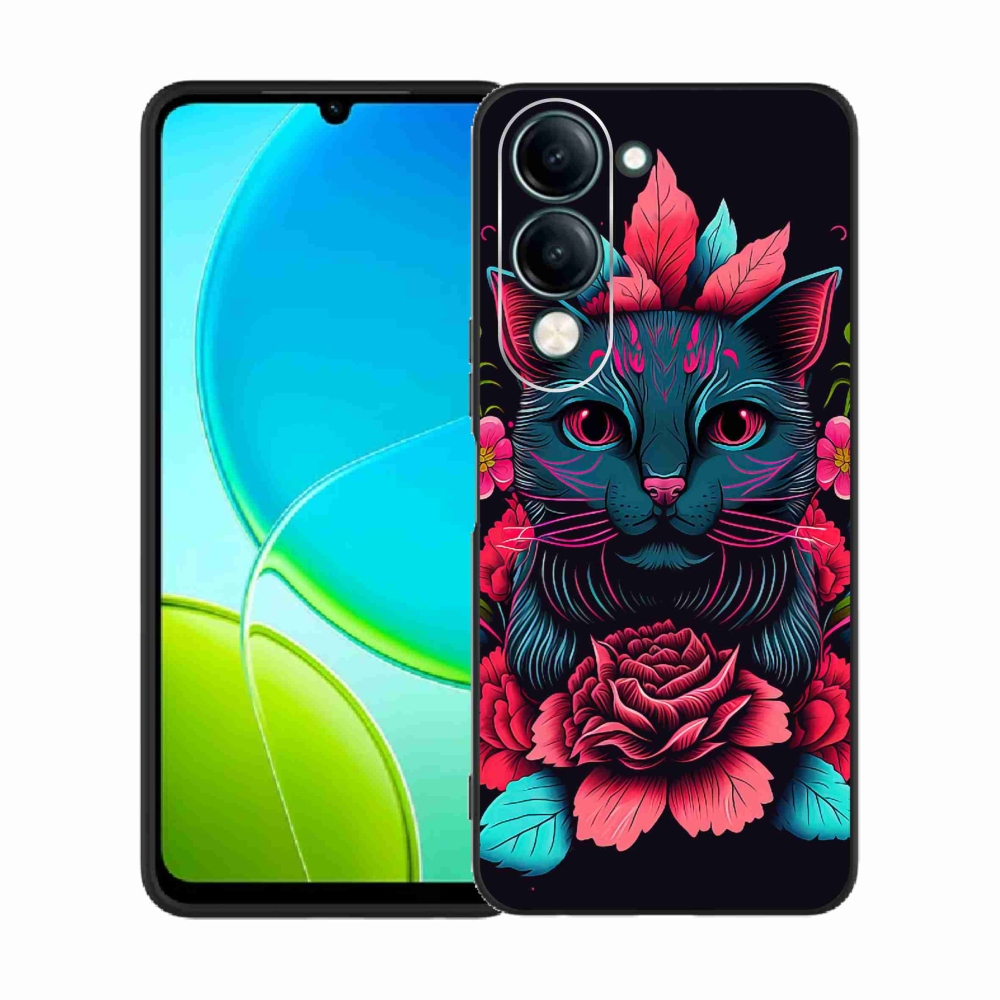 Gélový kryt mmCase na Vivo Y29s 5G - kvety a mačka