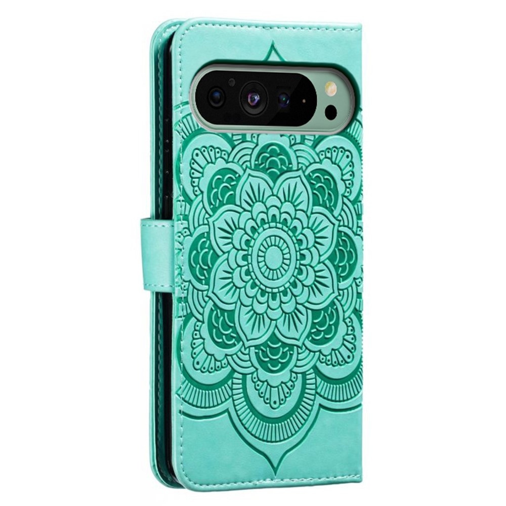 Mandala knižkové puzdro na Google Pixel 10 Pro/Pixel 10/9 Pro/9 - modrozelené