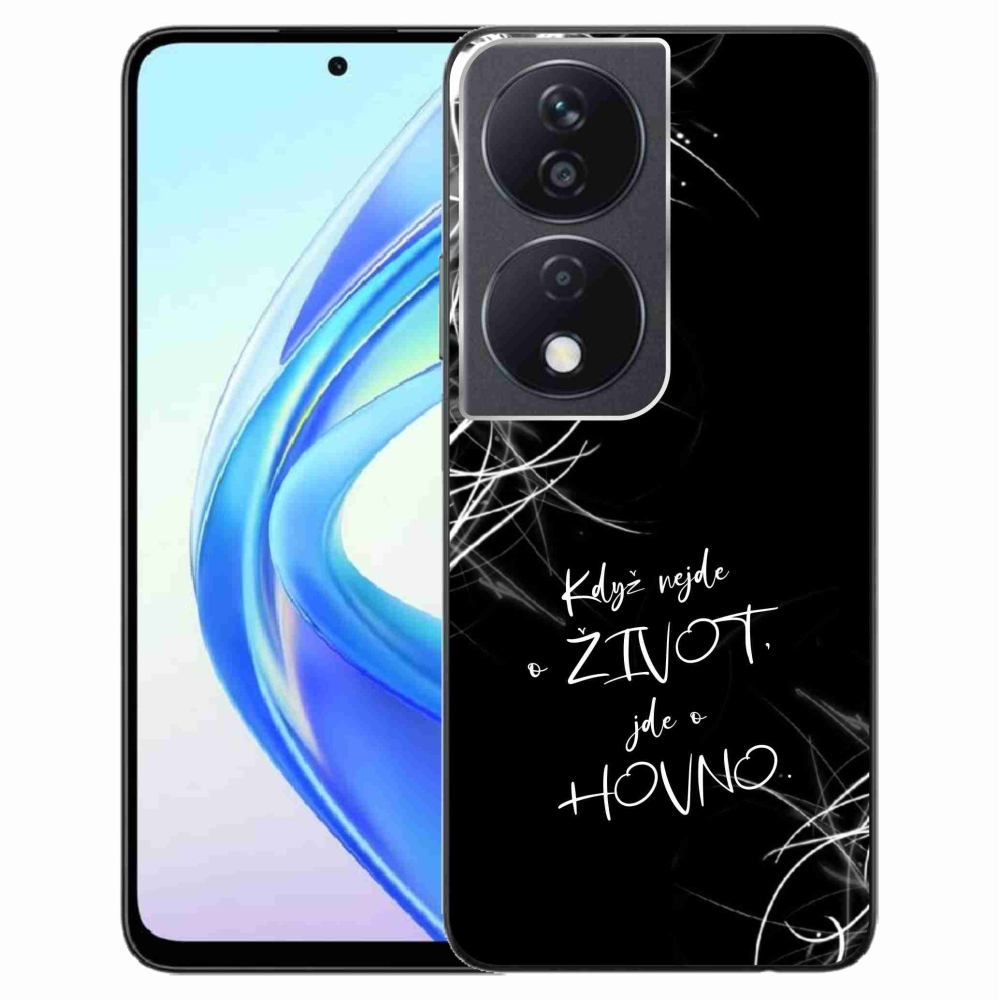 Gélový kryt mmCase na Honor X7b/Honor 90 Smart - vtipný text 16 čierne pozadie