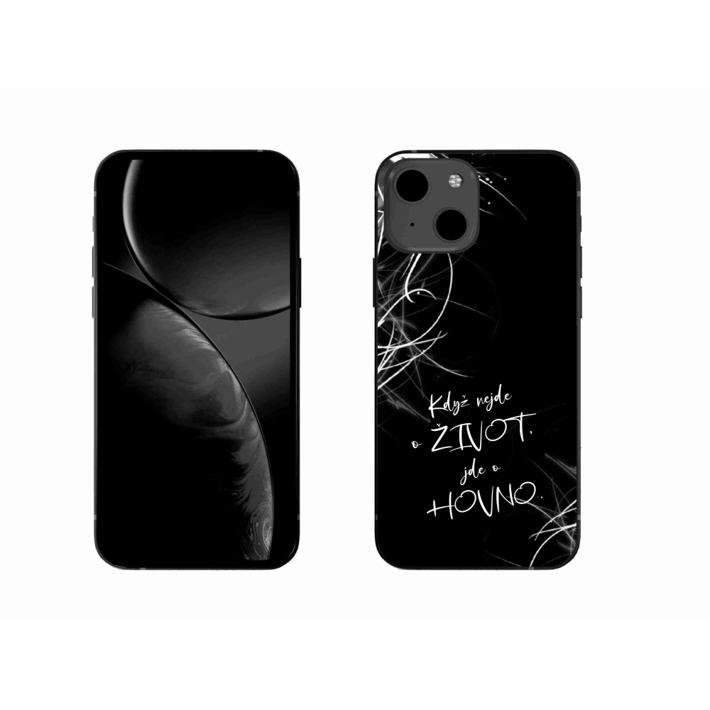 Gélový kryt mmCase na iPhone 13 6.1 - vtipný text 16 čierne pozadie