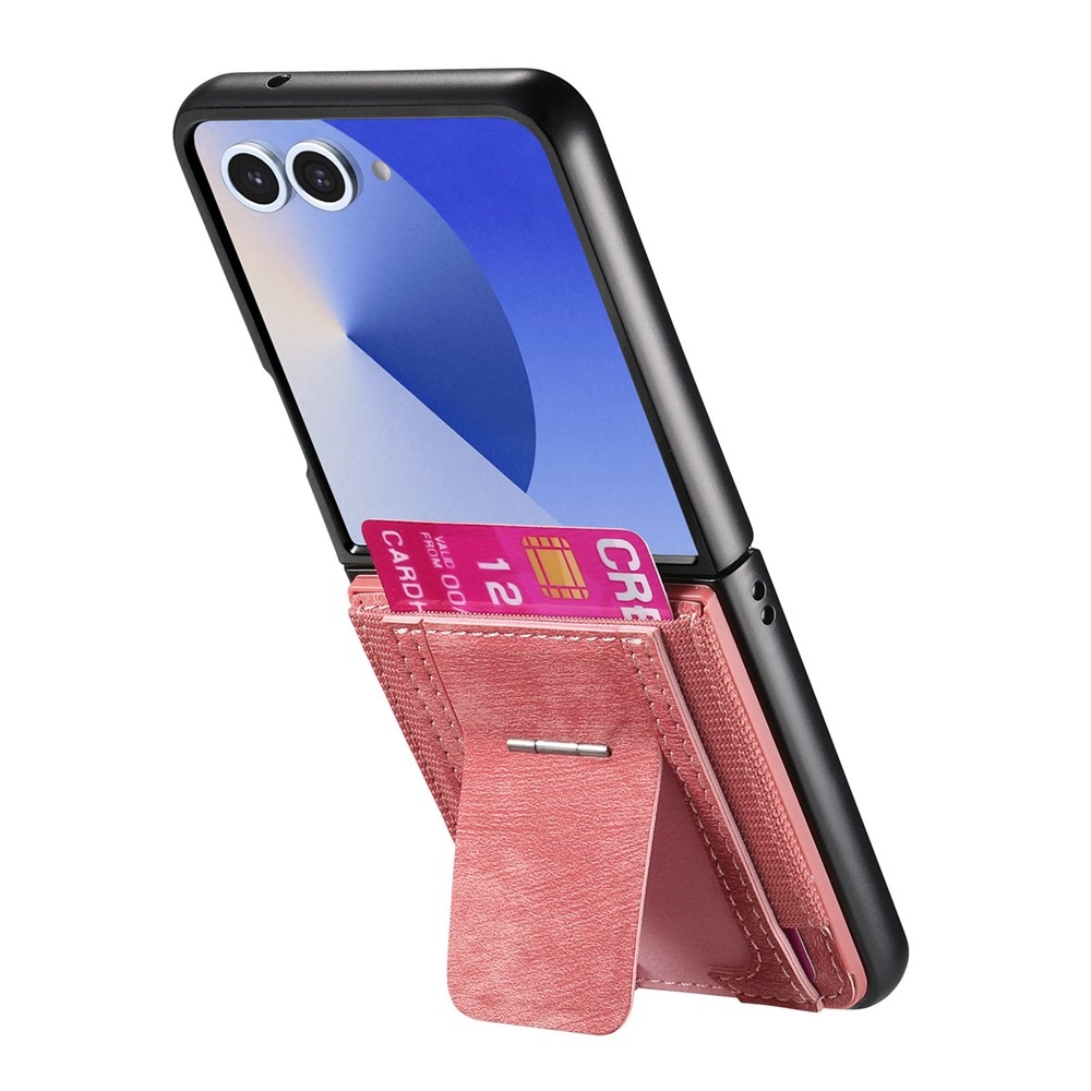 Luxurious plastový kryt s umelou kožou na Samsung Galaxy Z Flip7 5G - ružový