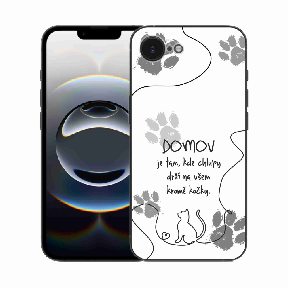 Gélový kryt mmCase na iPhone 16e - mačacie motív biele pozadie
