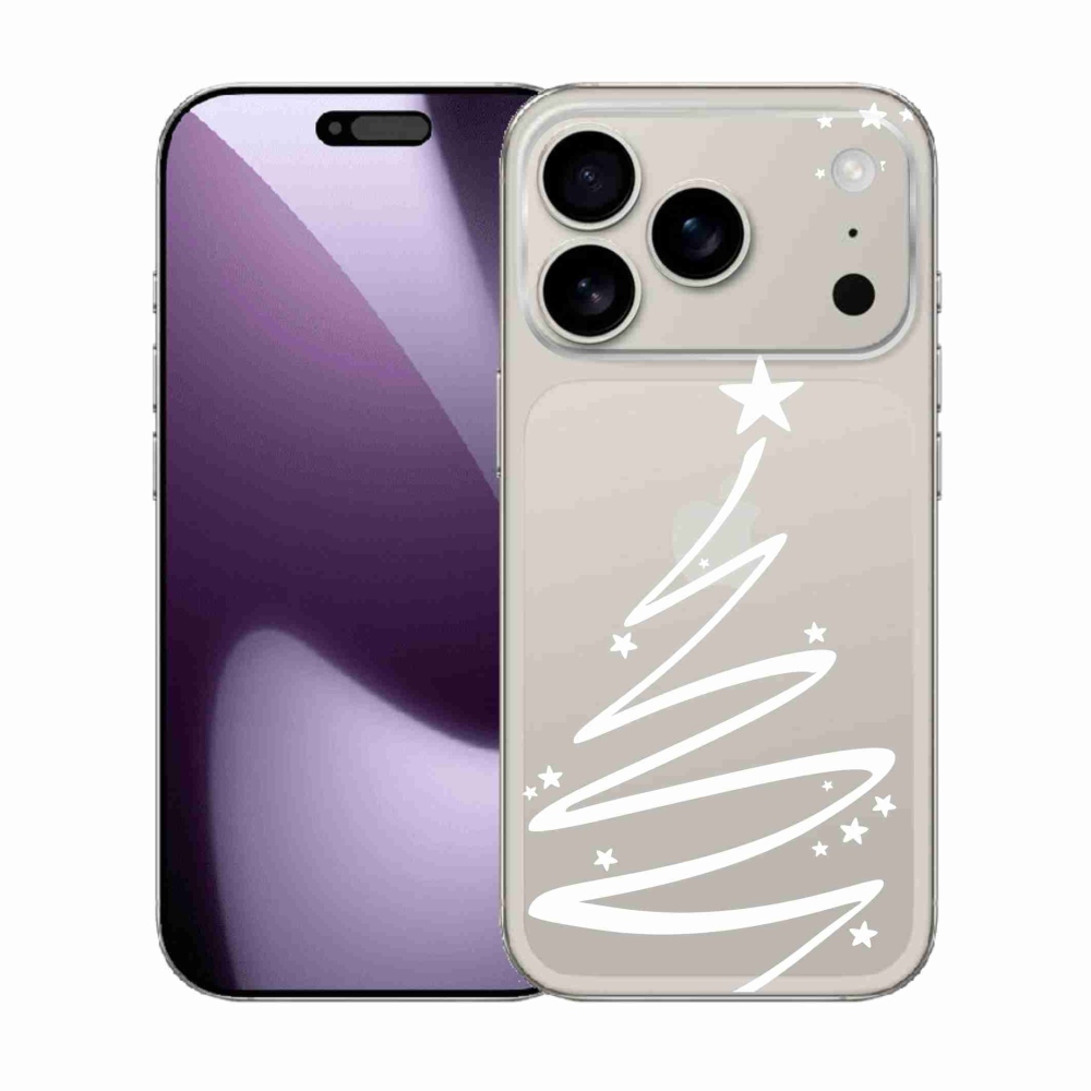 Gélový kryt mmCase na iPhone 17 Pro - biely stromček na priehľadnom pozadí