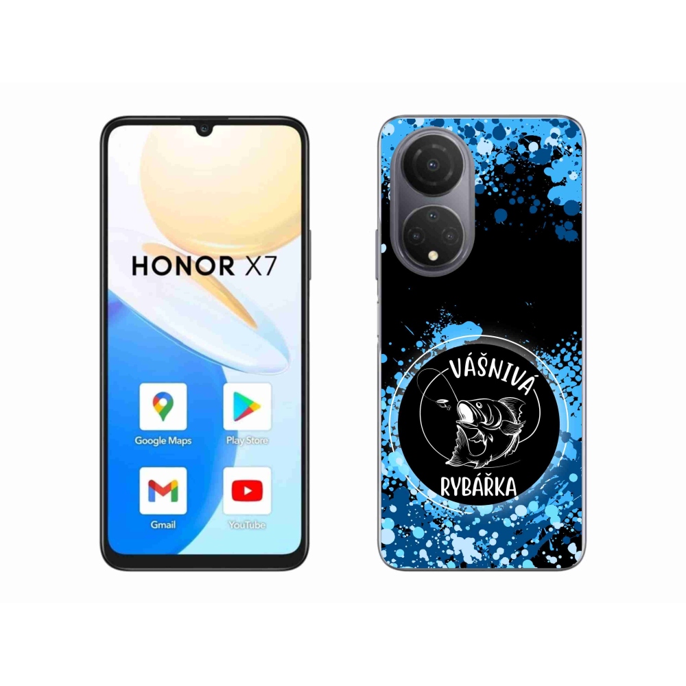 Gélový kryt mmCase na Honor X7 - vášnivá rybárka čierne pozadie