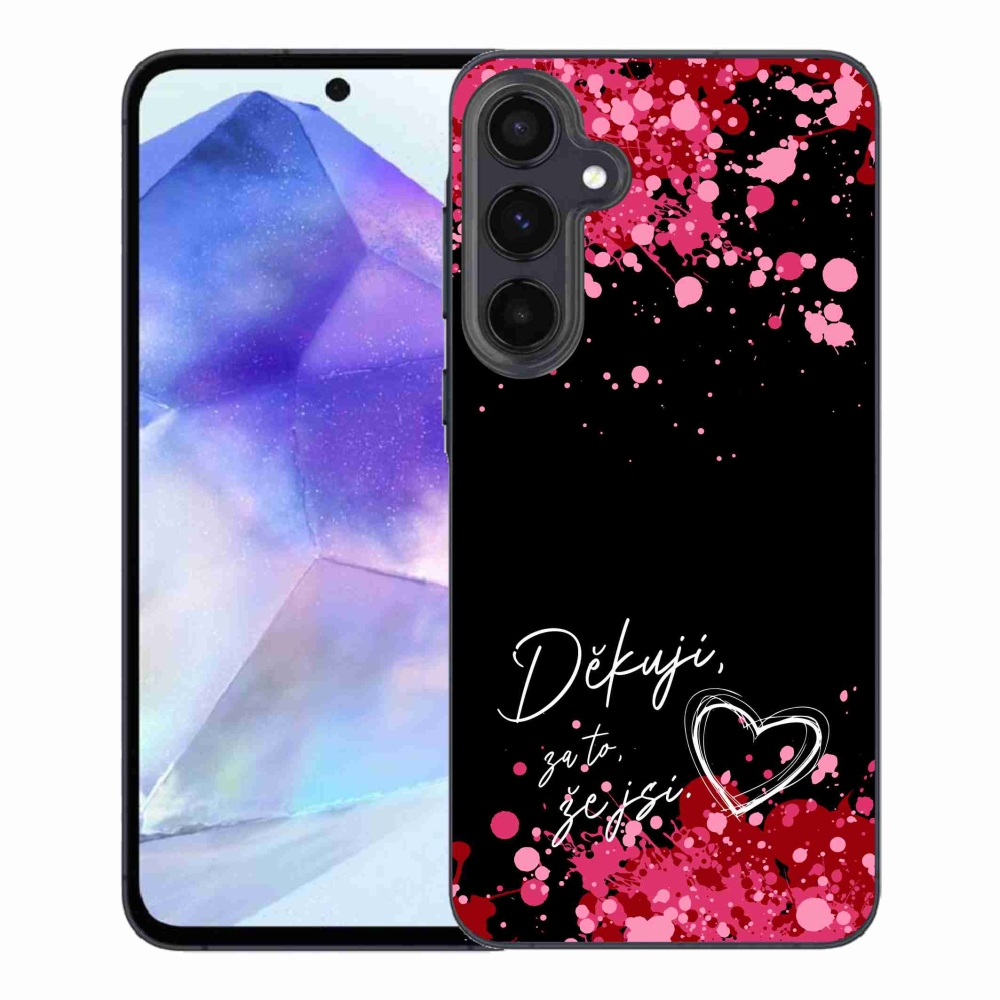 Gélový kryt mmCase na Samsung Galaxy A55 5G - zamilovaný text 2 čierne pozadie