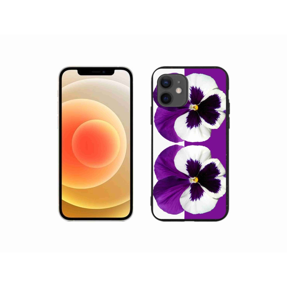 Gélový kryt mmCase na iPhone 12 mini - fialovobiely kvet