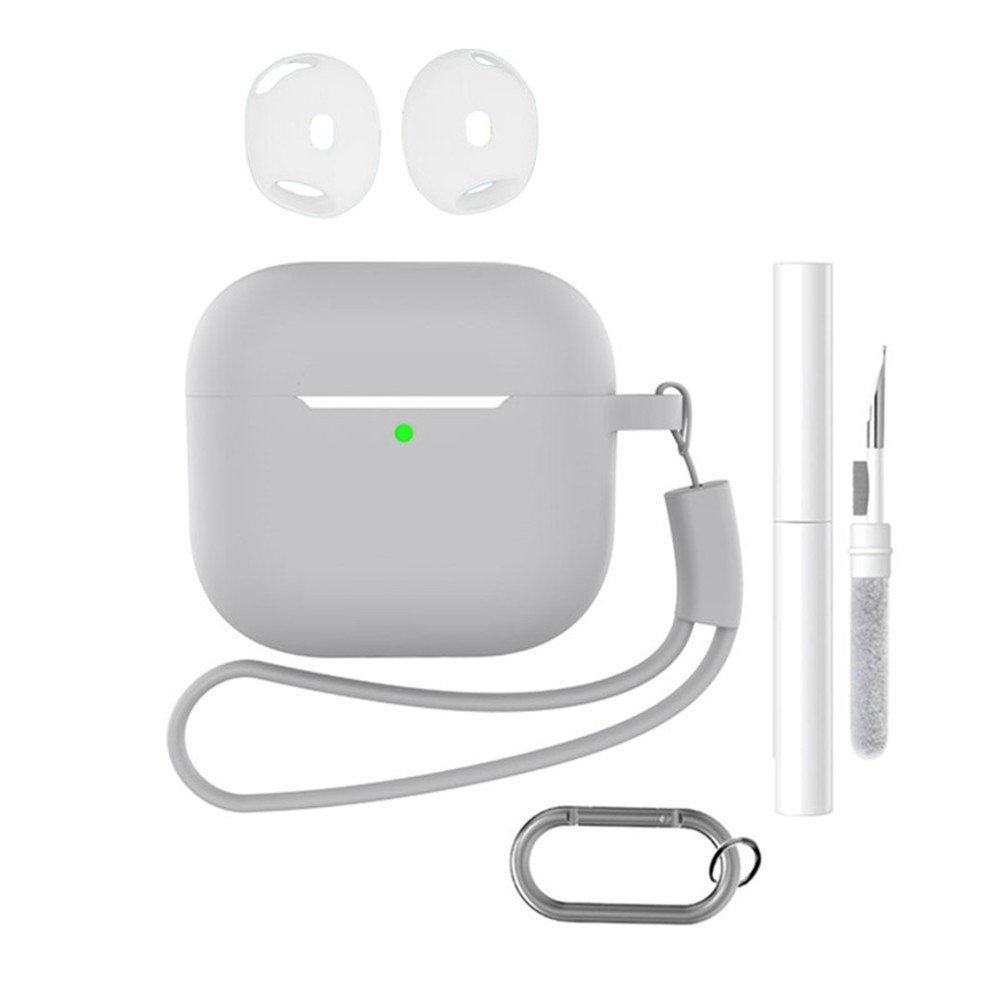 Set silikónový obal na Apple AirPods 4 s čistiacou sadou - šedý