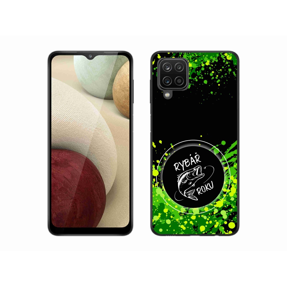 Gélový kryt mmCase na Samsung Galaxy A12 - rybár roku čierne pozadie
