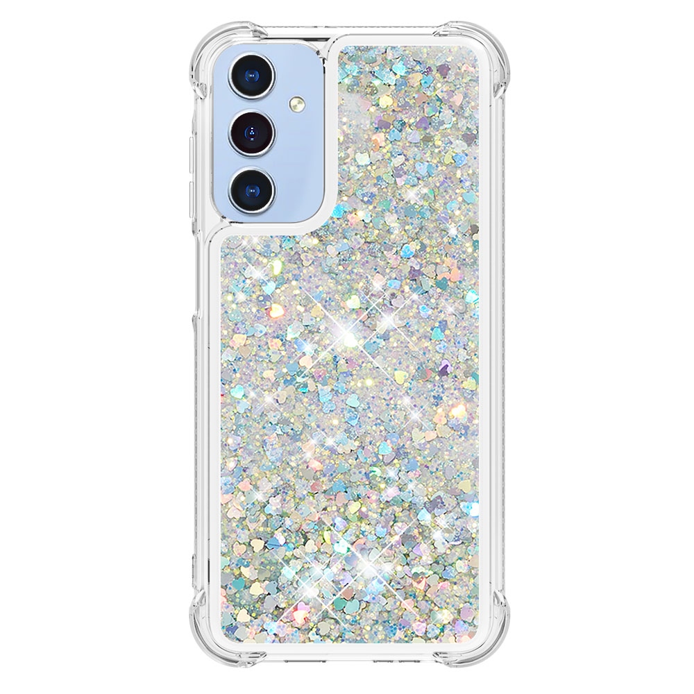 Glitter presýpacie gélový obal na Samsung Galaxy A17 5G - strieborný/srdiečka
