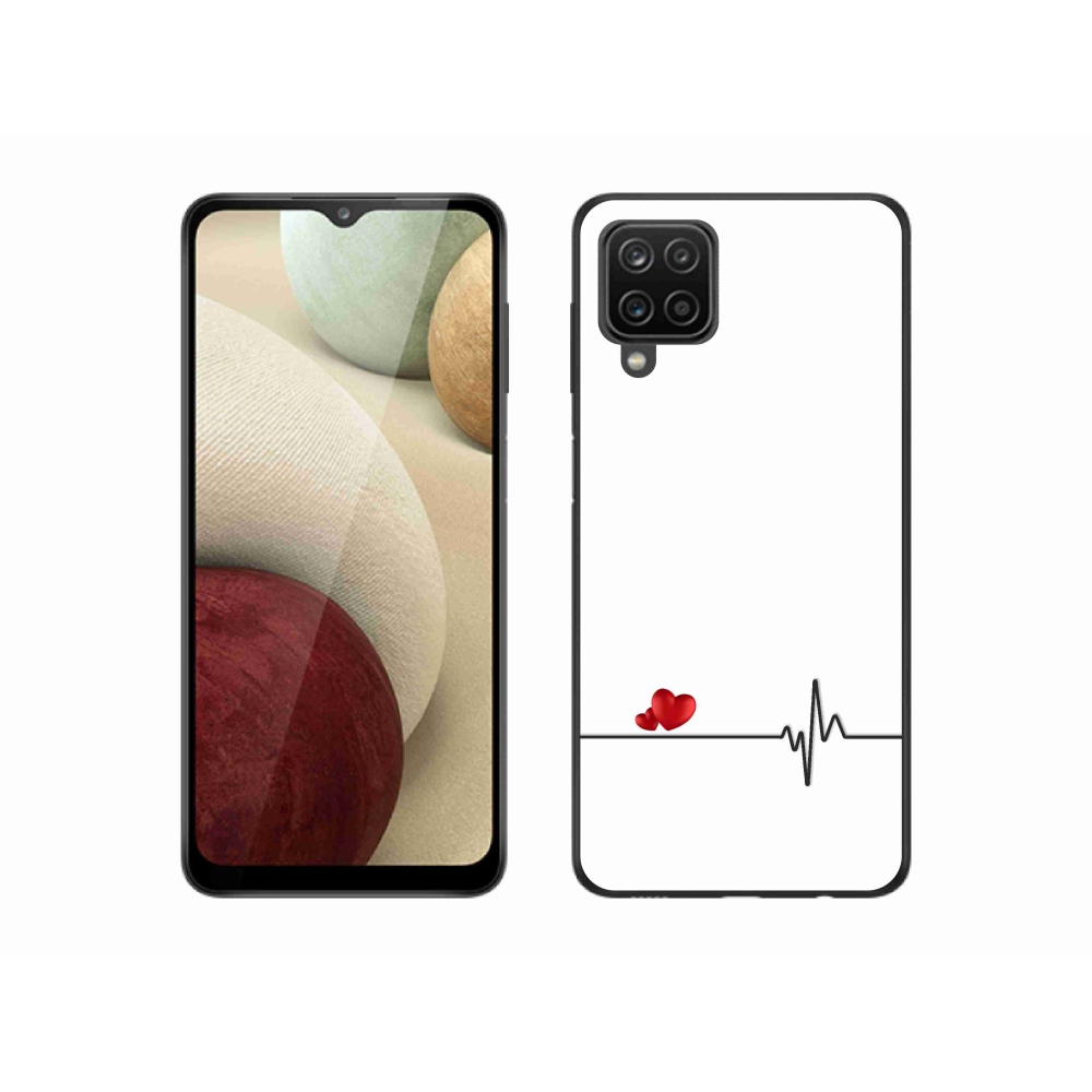Gélový kryt mmCase na Samsung Galaxy M12 - srdce a tep biele pozadie