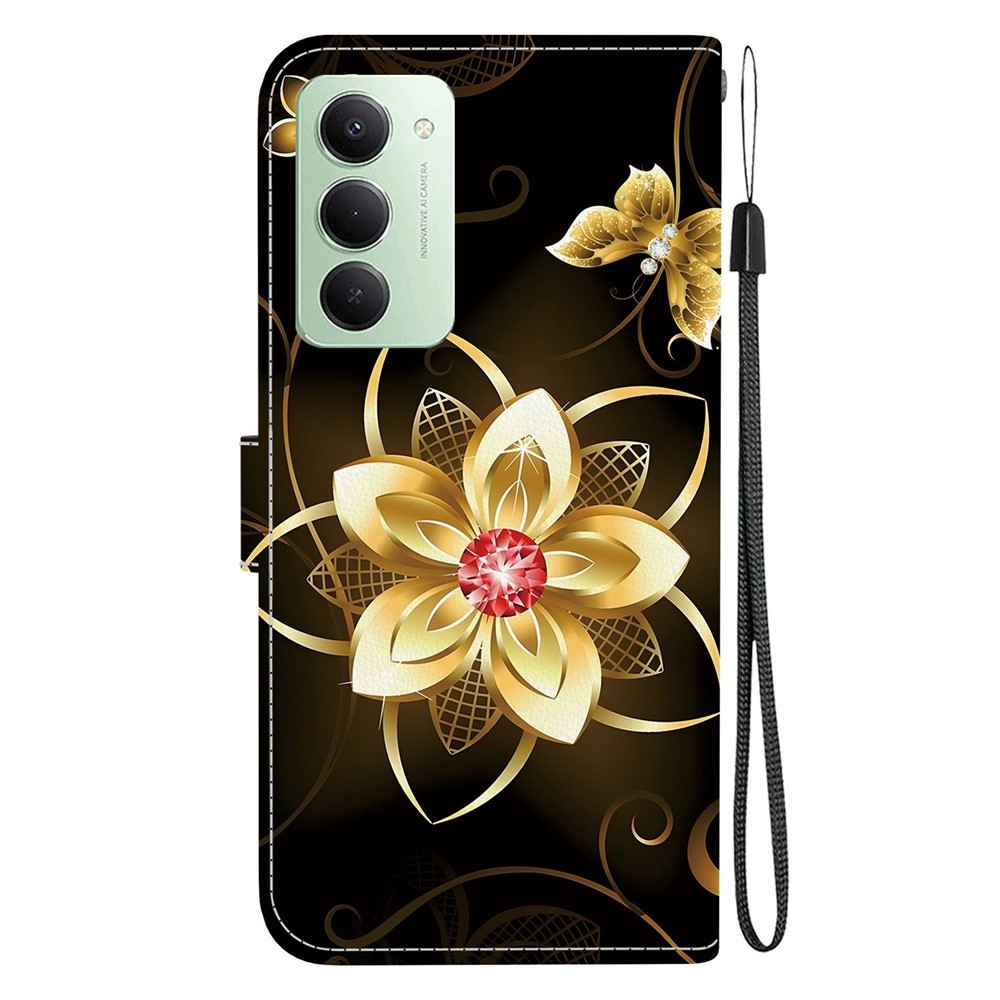 Versatile knižkové púzdro na Xiaomi Redmi 15 4G (171mm) - zlatý kvet