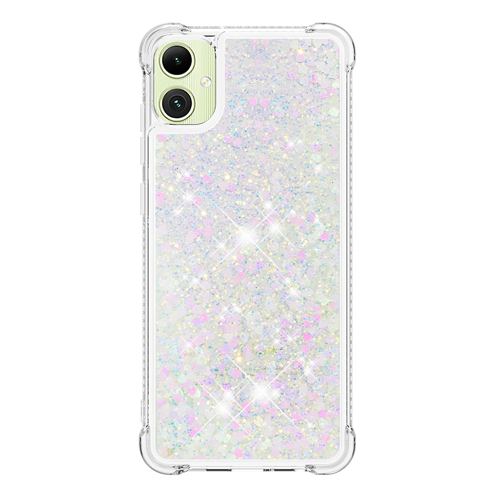 Glitter presýpací gélový obal na Samsung Galaxy A07 4G - ružovo strieborný/srdiečka