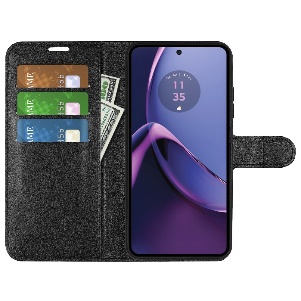 Litchi knižkové púzdro na Motorola Moto G84 5G - čierne