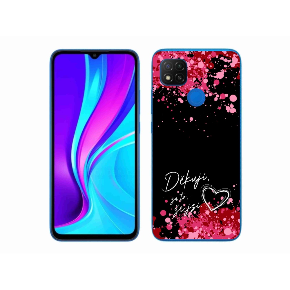 Gélový kryt mmCase na Xiaomi Redmi 9C - zamilovaný text 2 čierne pozadie