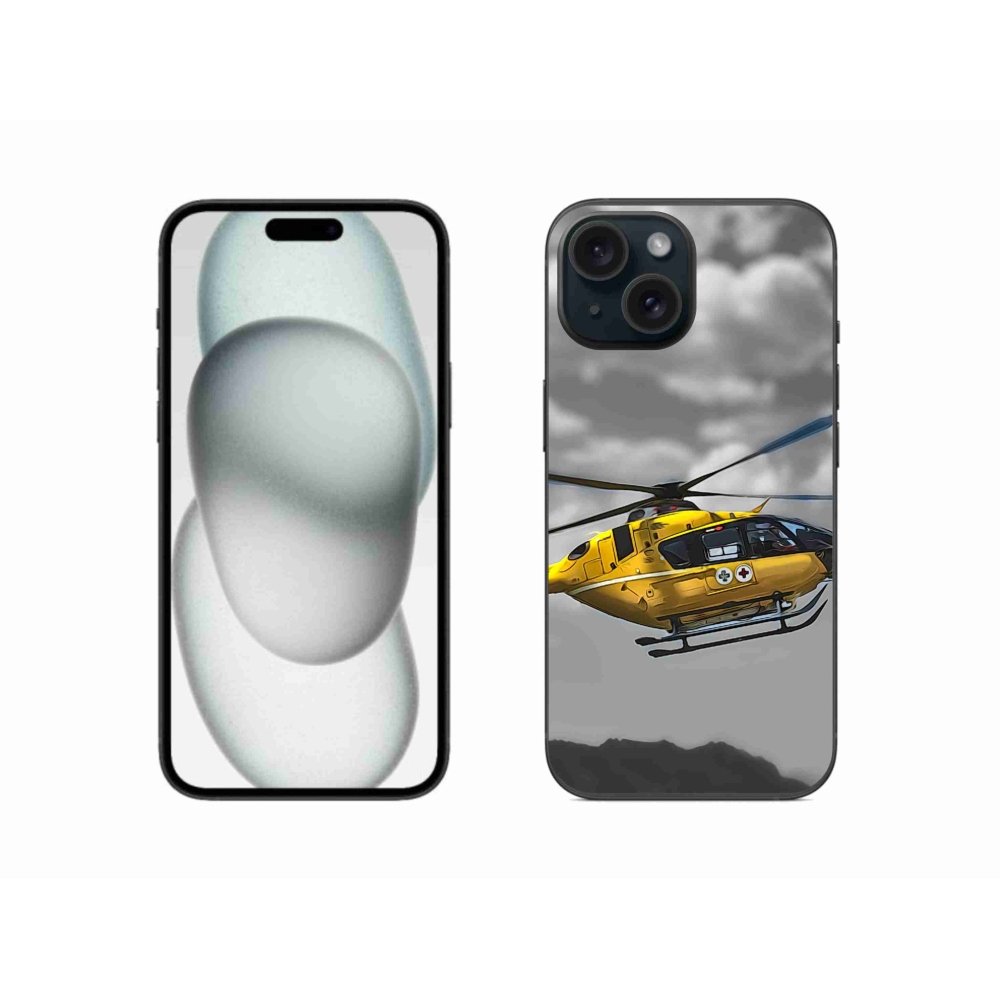 Gélový kryt mmCase na iPhone 15 - žltá helikoptéra