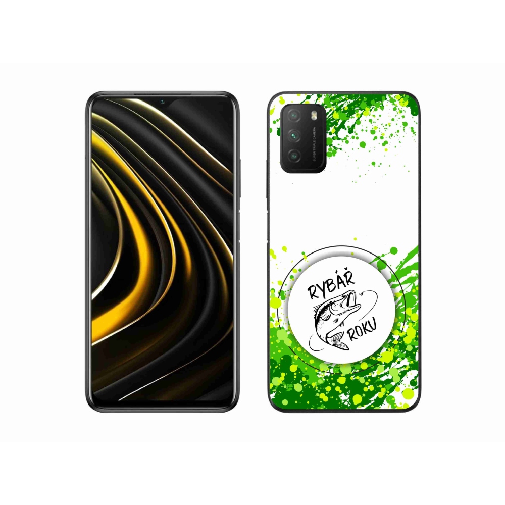 Gélový kryt mmCase na Xiaomi Poco M3 - rybár roku biele pozadie
