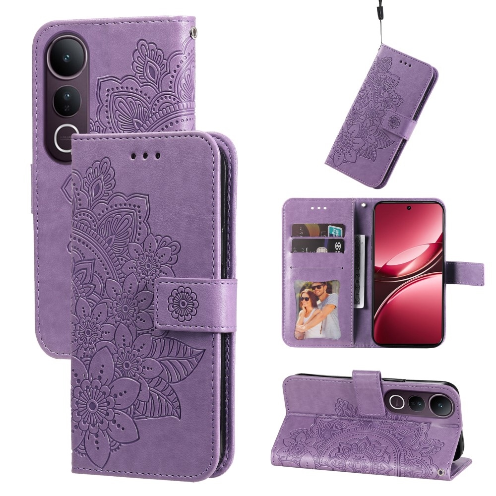 Mandala knižkové púzdro na Vivo V50 Lite 4G/5G - fialové