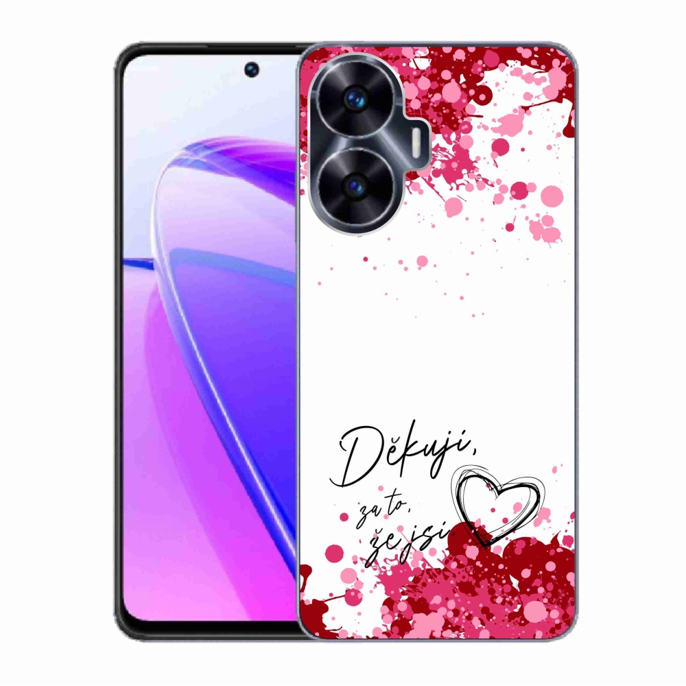 Gélový kryt mmCase na Realme C55 - zamilovaný text 2 biele pozadie