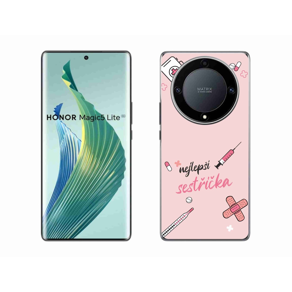 Gélový kryt mmCase na Honor Magic 5 Lite 5G - najlepšia sestrička ružové pozadie