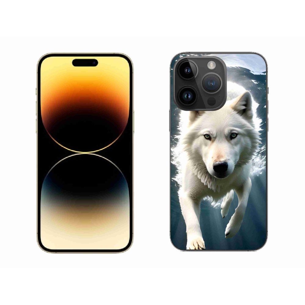 Gélový kryt mmCase na iPhone 14 Pro Max - biely vlk
