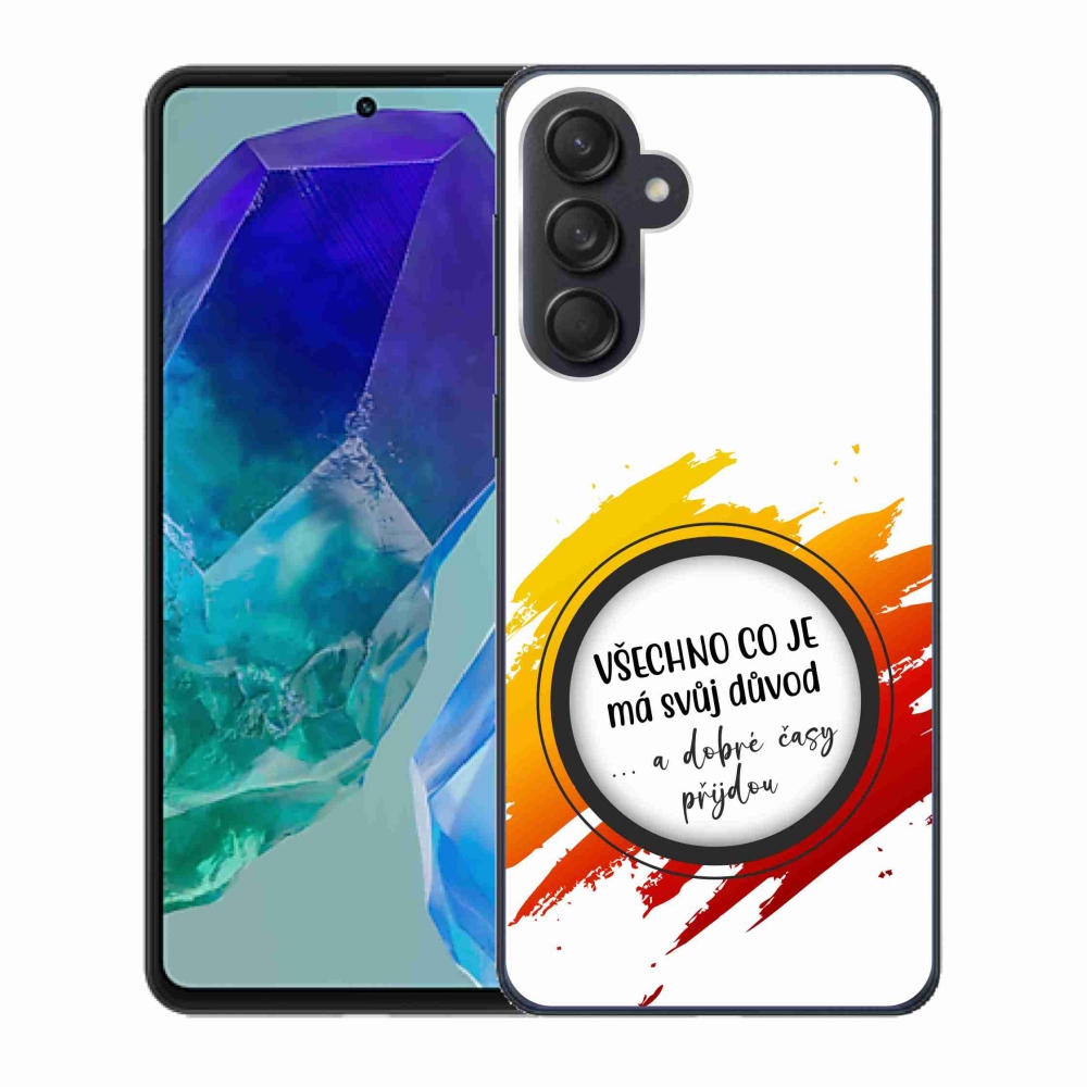 Gélový kryt mmCase na Samsung Galaxy M55 5G - citát 3 biele pozadie