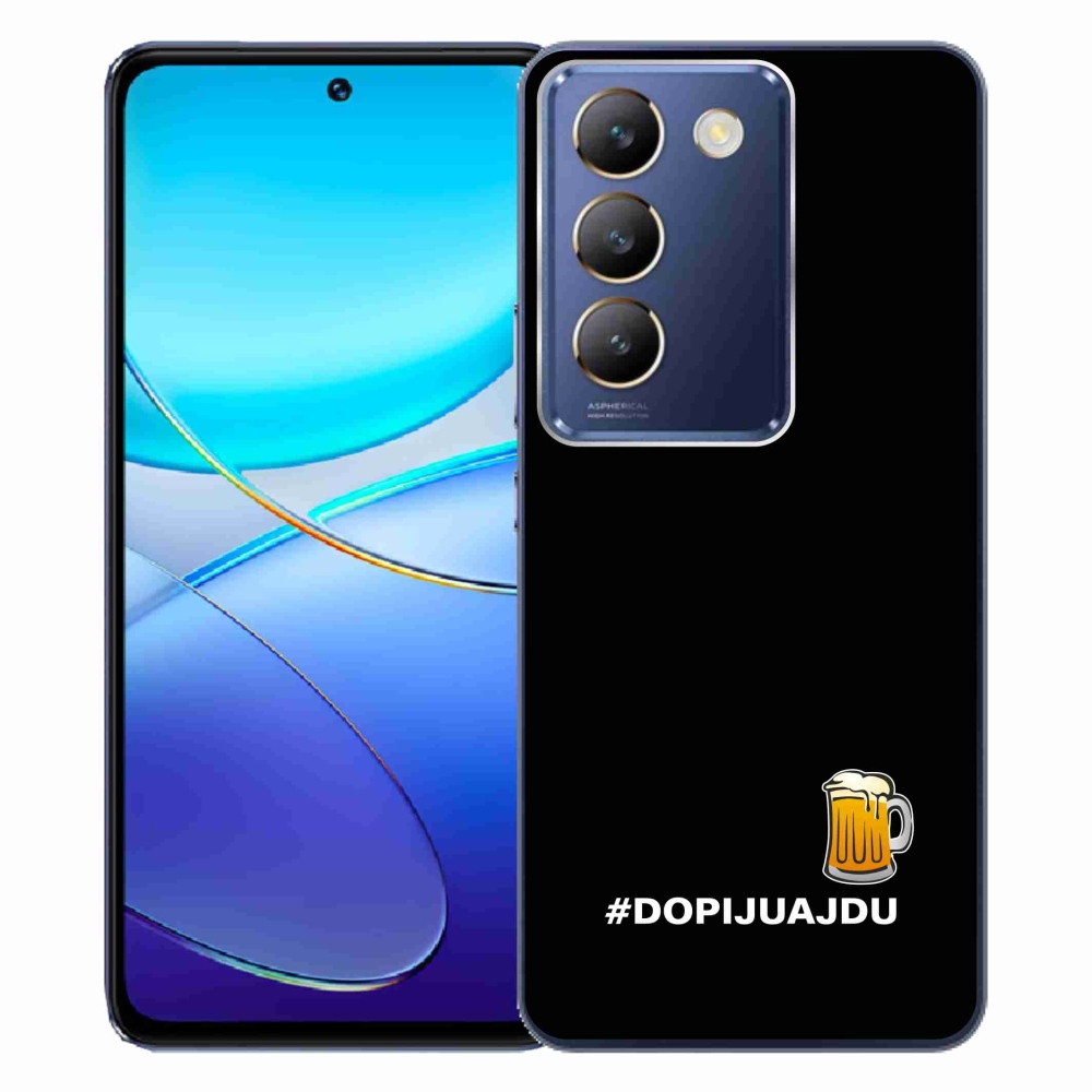 Gélový kryt mmCase na Vivo V40 SE 4G/5G - pivný motív 1 čierne pozadie