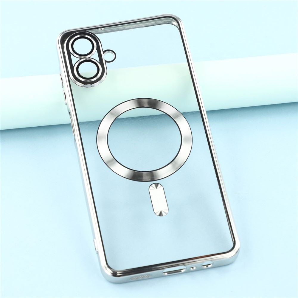 Clear obal s ochranou fotoaparátu a podporou MagSafe na Samsung Galaxy A07 4G - strieborný