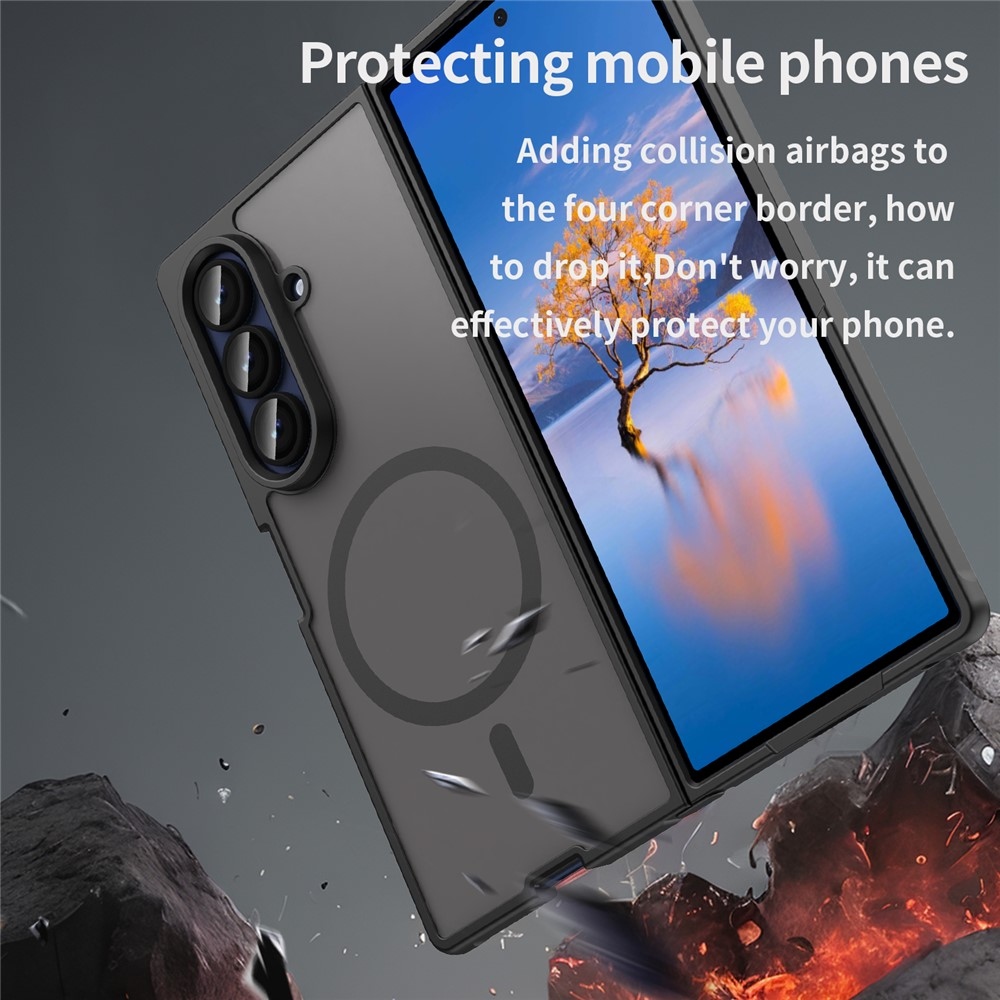 Case matný gélový obal s MagSafe na Samsung Galaxy Z Fold7 5G - čierny
