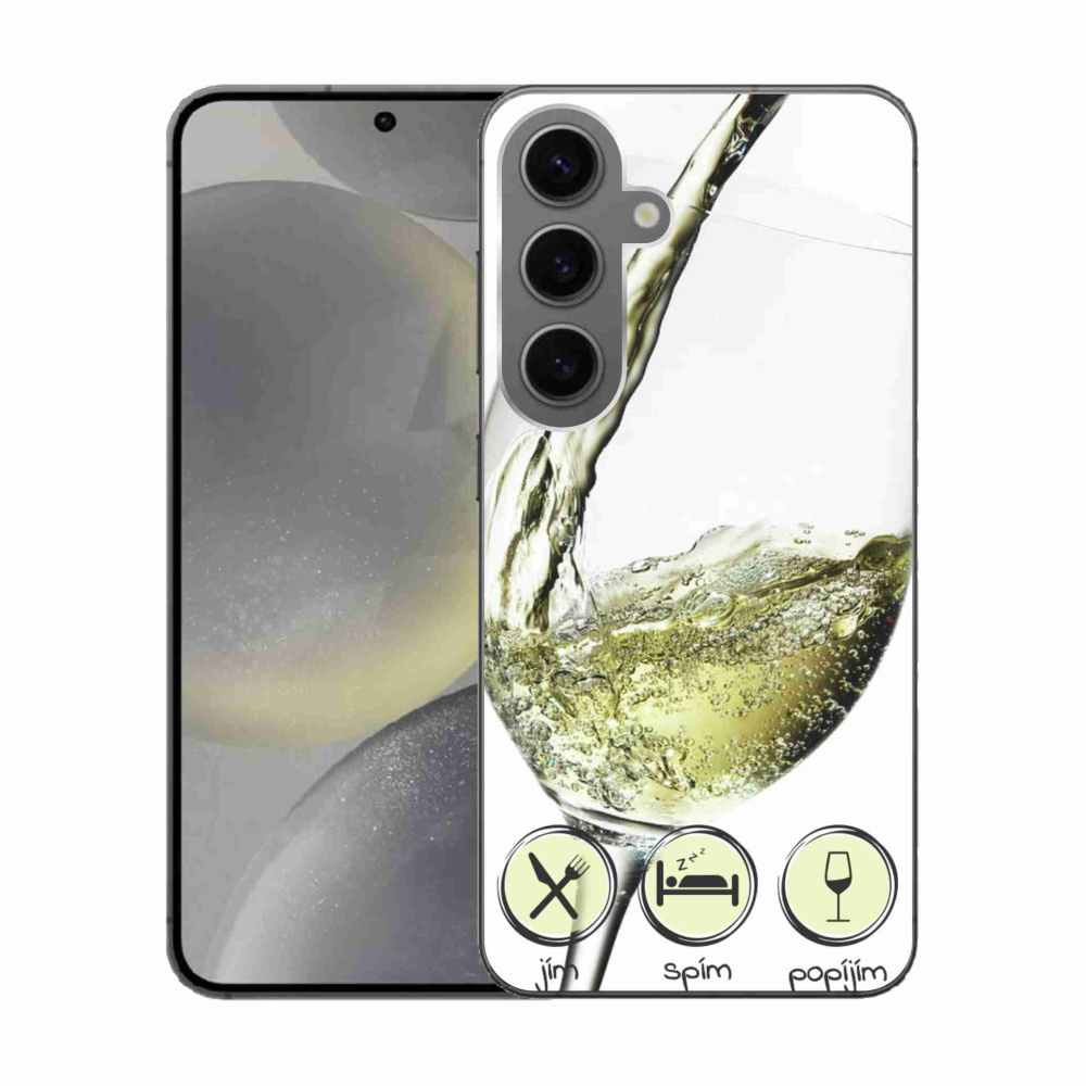 Gélový obal mmCase na Samsung Galaxy S24 - pohár vína bielej