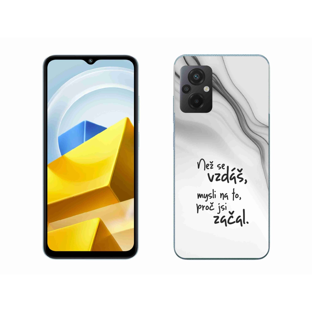 Gélový kryt mmCase na Xiaomi Poco M5 4G - citát 2 biele pozadie