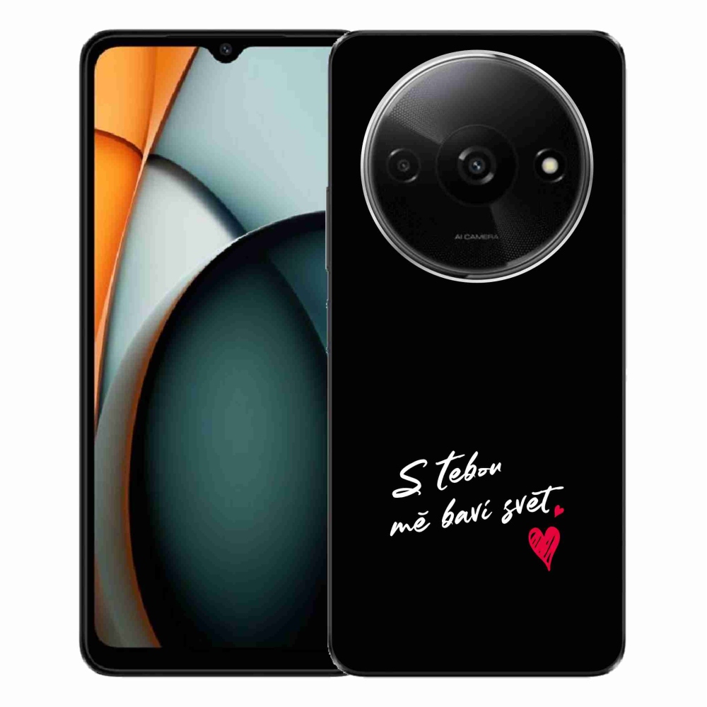 Gélový kryt mmCase na Xiaomi Redmi A3 - zamilovaný text 1 čierne pozadie