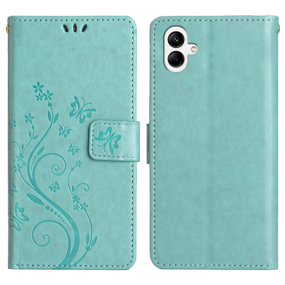 Flowers knižkové púzdro na Samsung Galaxy A06 4G - modrozelené
