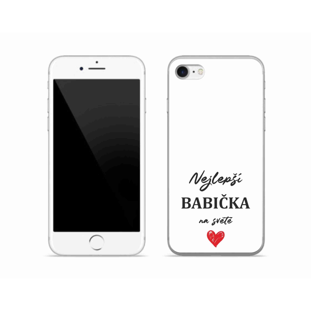 Gélový kryt mmCase na iPhone SE (2022) - najlepšia babička 1 biele pozadie