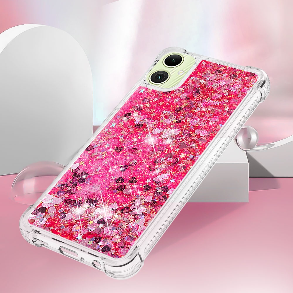 Glitter presýpacie gélový obal na Samsung Galaxy A07 4G - ružový/srdiečka